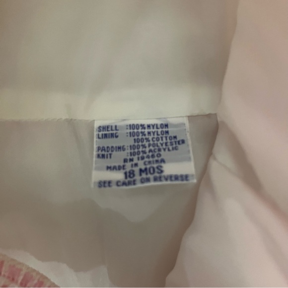 Vintage Quiltex Toddler Girl Pink White Check Snowsuit Coat Overalls Size 18 mo - Picture 5 of 14